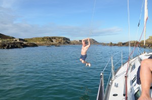 Swimming in Saye Bay, Alderney. Sailing Cruise Holiday.